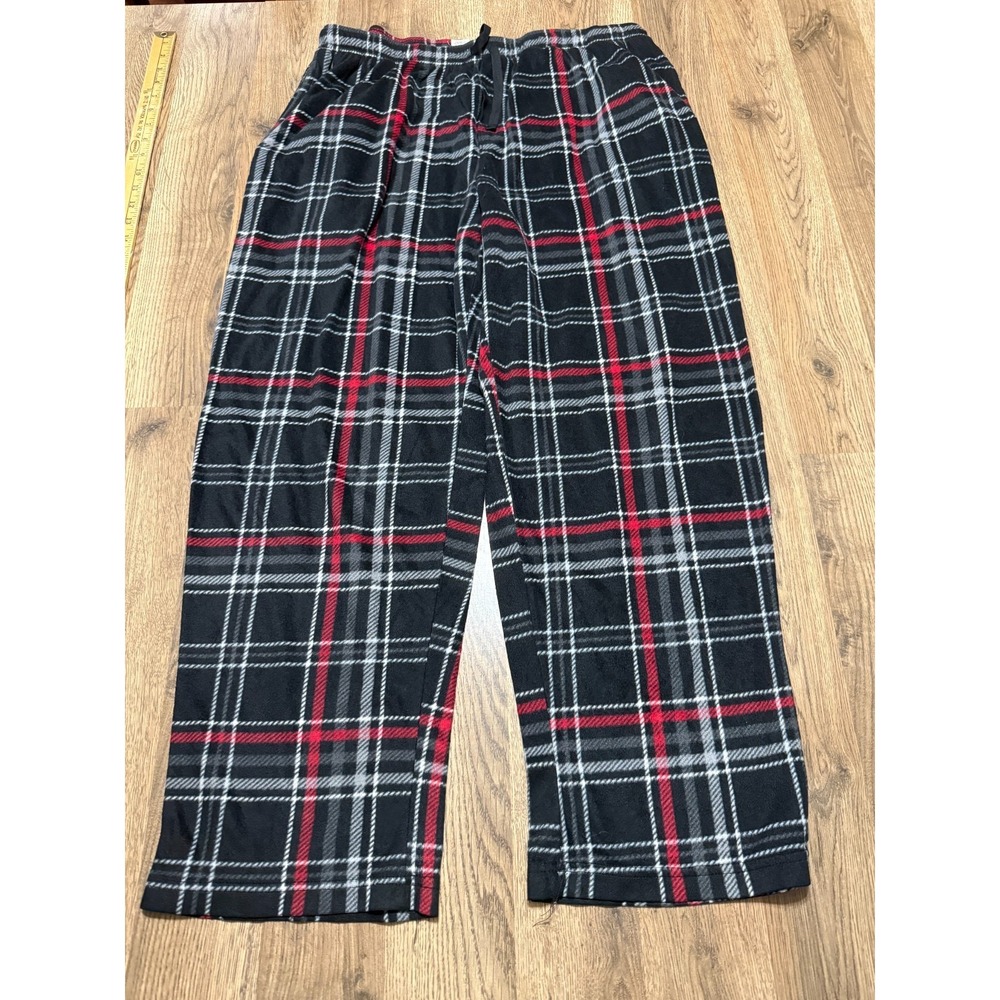 Joe Boxer Pants, Men's Size XL, Black White Red Plaid Sleepwear Pants Tie Waist